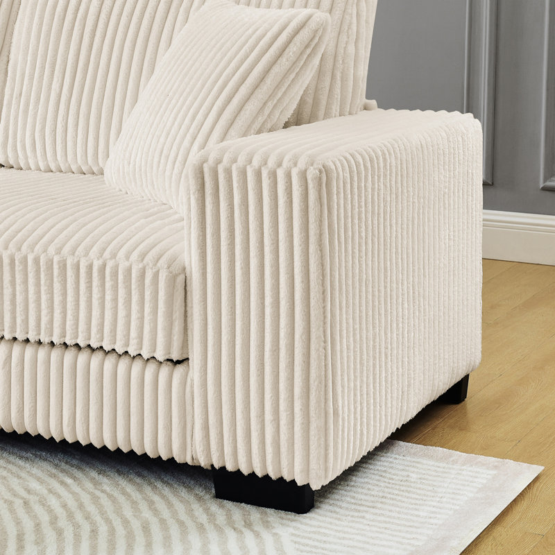Canapé-lit modulaire rembourré en velours Corduroy, Beige