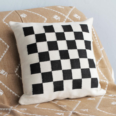 Chessboard Handwoven Wool Pillow Cover