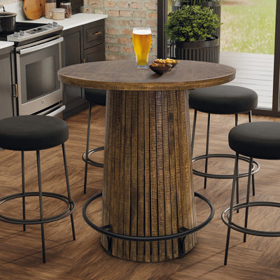 Table de salle à manger à piédestal en bois massif de 38,5 po Engelhart