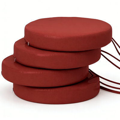 4 Pcs Round Outdoor Seat Cushions – 15"×2.8" Patio Chair Cushions, Non-slip Ties Fits 15"-15.7" Seats For Garden/patio/dining Room