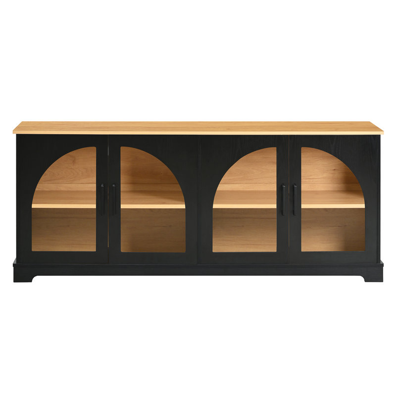 Meuble télé en bois massif et composite pour téléviseurs jusqu'à 70 pouces, Black
