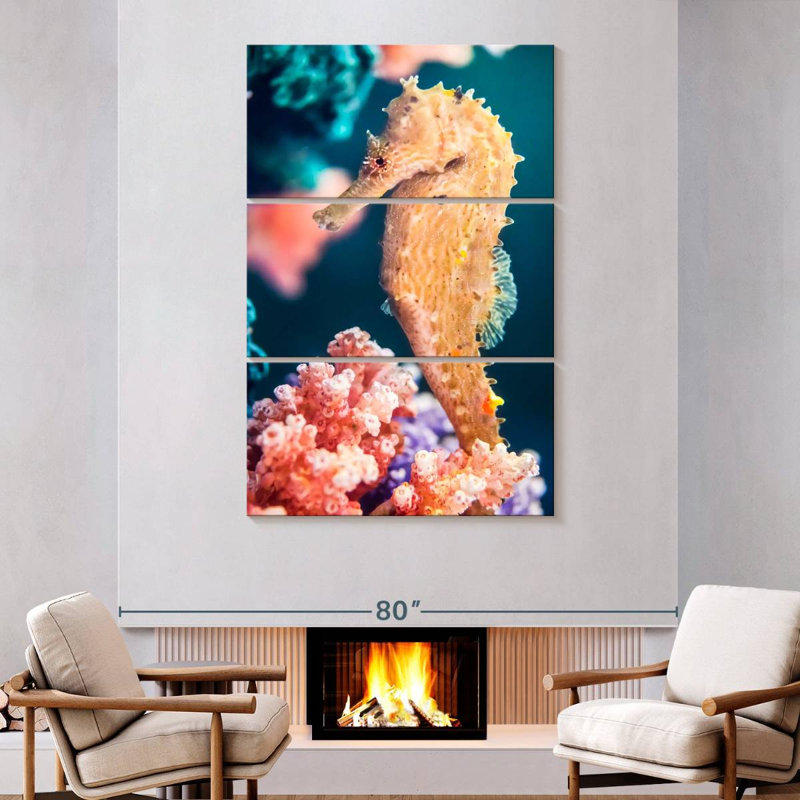 Yellow Seahorse, 74" H x 48" W