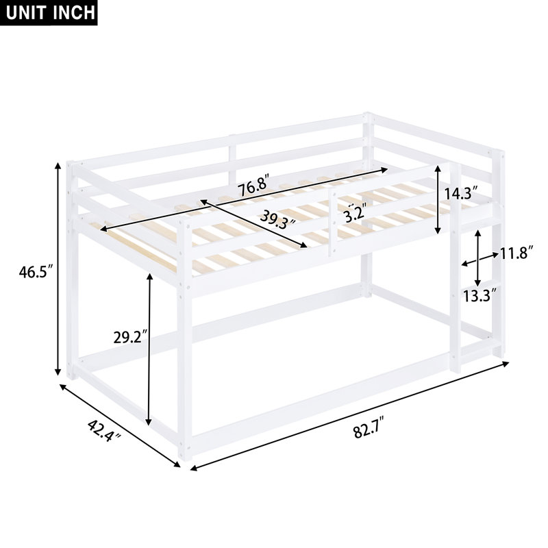 Brandolf Kids Twin Over Twin Bunk Bed, White
