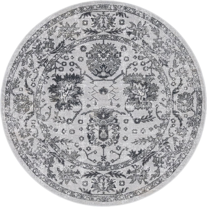 Floral Indoor Rug, Round 5'3"