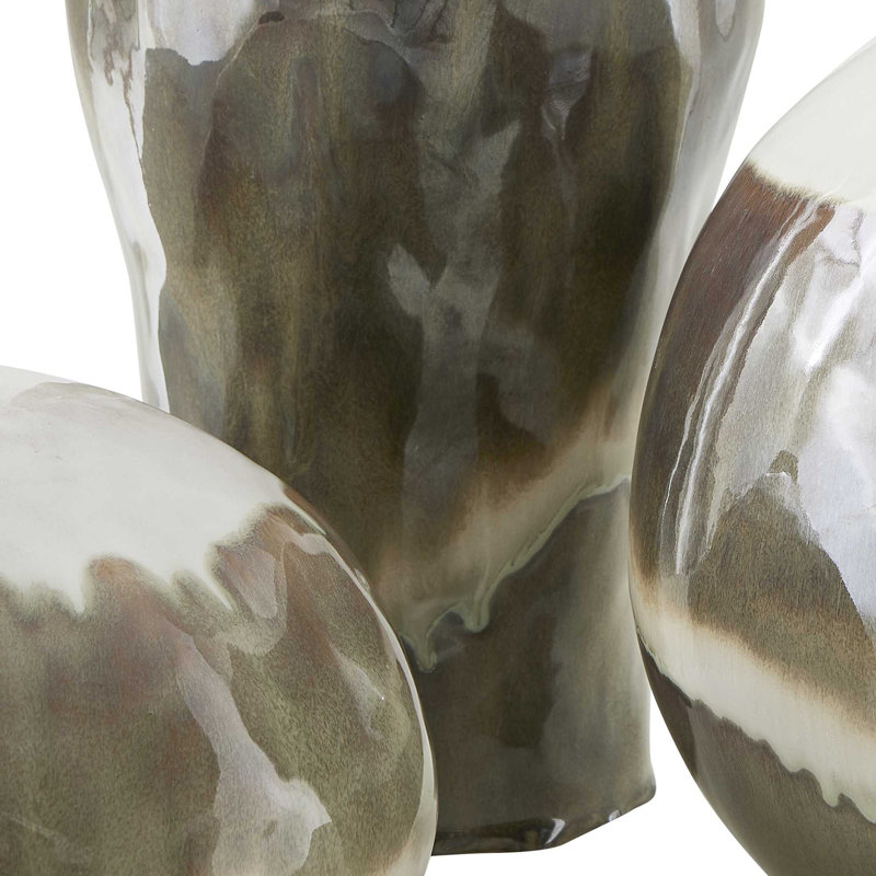 Ensemble de 3 vases d'extérieur émaillés Uttermost