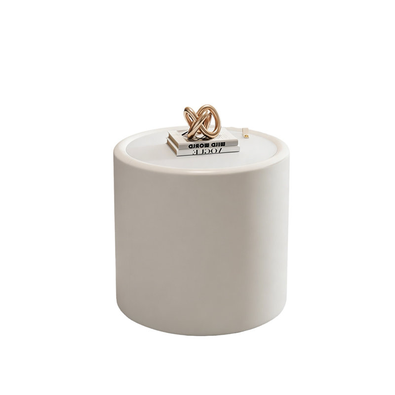 Round Coffee Table with Tempered Glass, White
