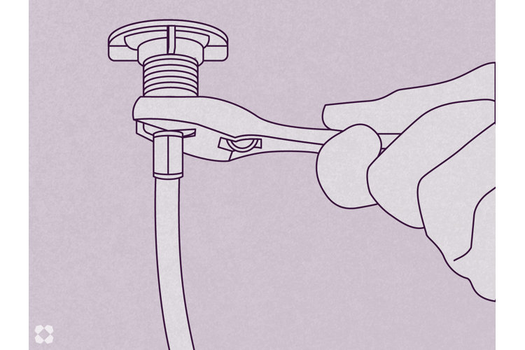 illustration of someone disconnecting a hot or cold water supply