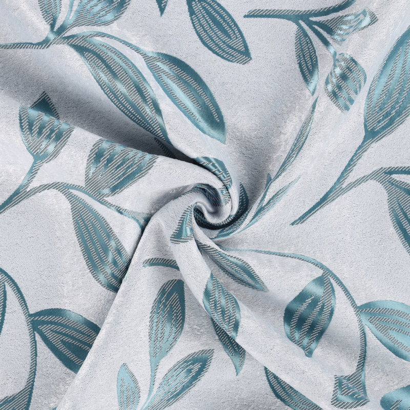 Leaves Machine Washable Room Darkening Blackout Curtains With Back Tabs by Superior, Teal, 52" W x 63" L
