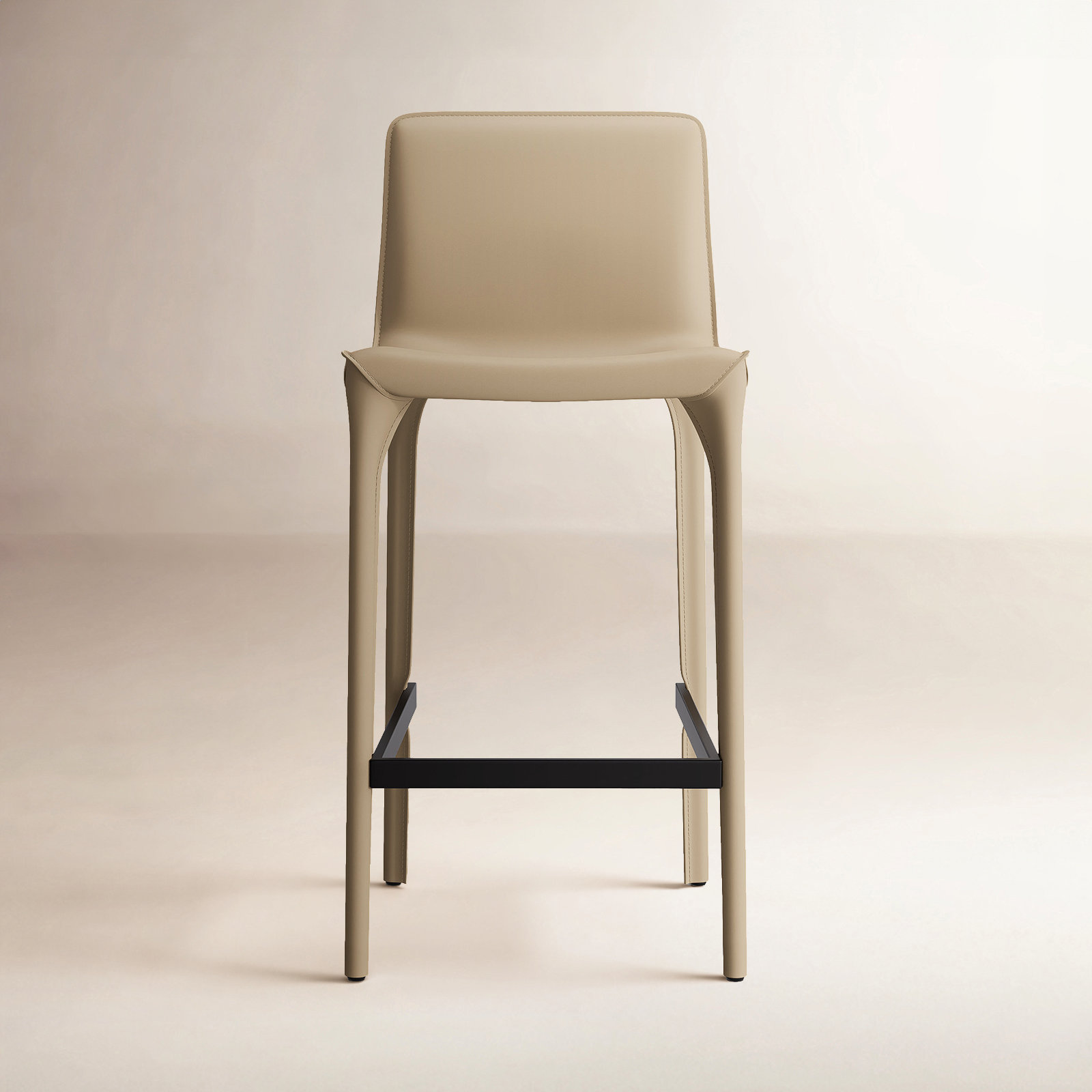 Vannes Vegan Leather Barstool, Khaki, 3