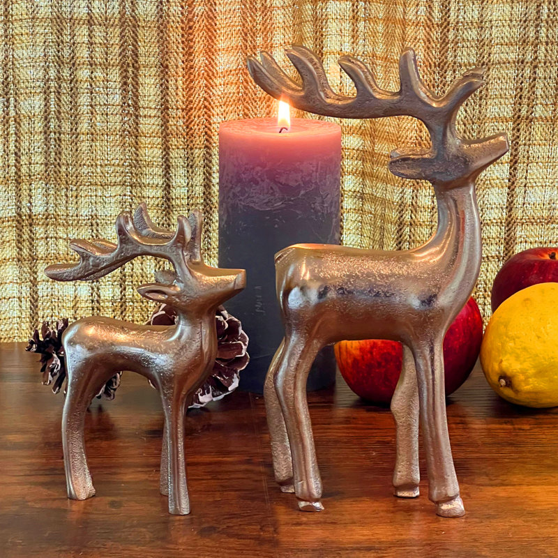 Ensemble de 2 figurines de renne rustique, 8,25 pouces