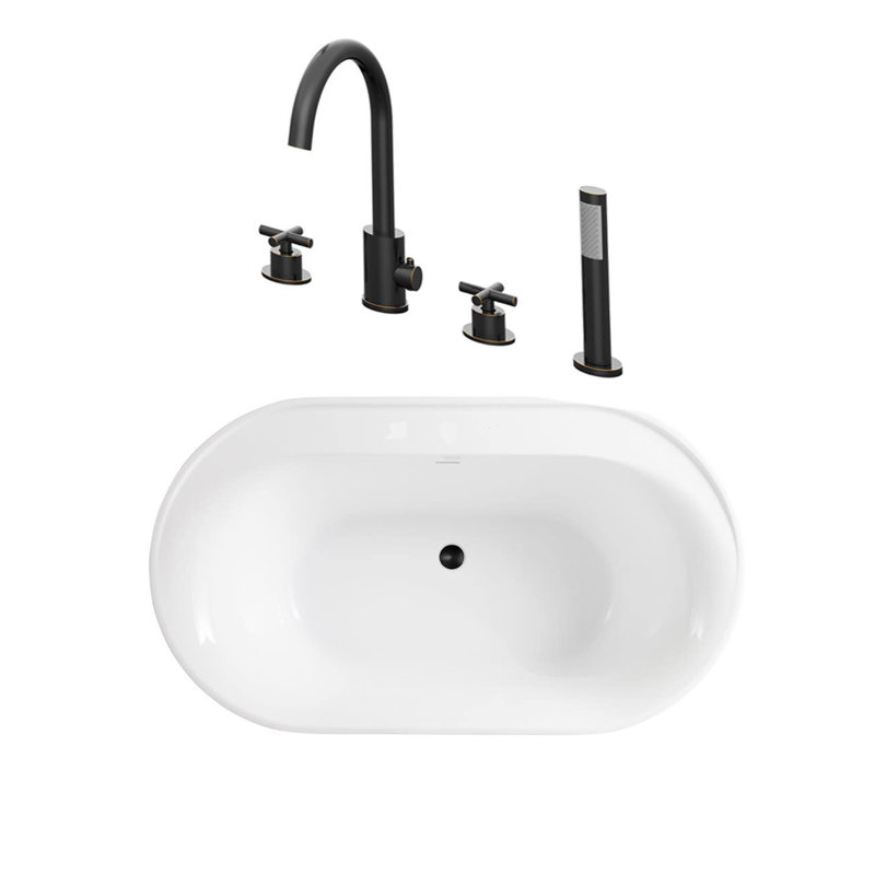 60'' x 32.50'' Soaking Acrylic Bathtub, Brushed Brass