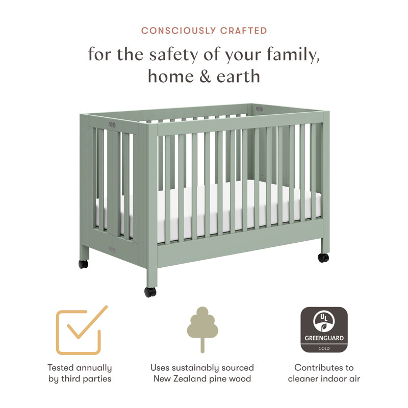Maki 2-in-1 Convertible Portable Crib, Green