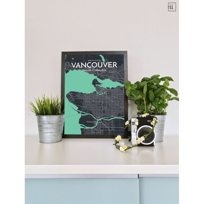 « vancouver city map », reproduction d’impression sur affiche en rêve, H 20 po x l 16 po