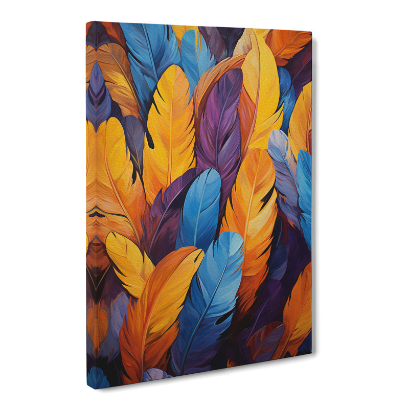 Feather Action Painting No.3 - Wrapped Canvas, 60cm H x 40cm W x 3cm D