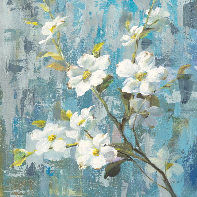 «Graceful Magnolia II» par Danhui Nai - peinture sur toile tendue, H 20 po x l 20 po, Yes, Cadre photo noyer