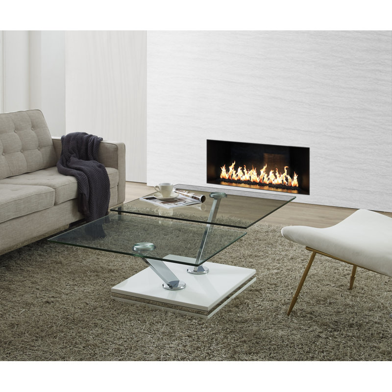 Parkhurst Glass Top Single Coffee Table, White
