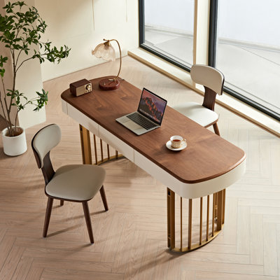 Bureau en bois de noyer avec trois tiroirs escamotables convenant à la maison et au bureau