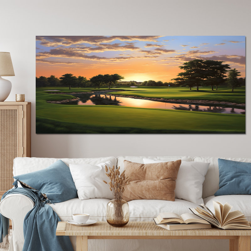 «Golf Dawn On The Put II» - art mural golf, Toile tendue, H 28 po x l 60 po x P 1,5 po