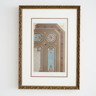 Antique French Lithograph, 19th-Century Billiard Room Ceiling Design, Paris