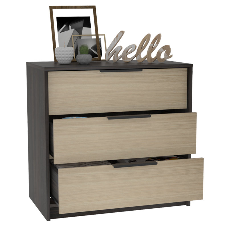 Commode 3 tiroirs Modern, Gris/espresso