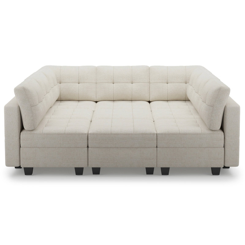 Canapé-lit modulaire 9 pièces Buckleton, Chenille beige