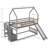 Twin over Twin House Bunk Bed with Convertible Slide,Storage Staircase-91054559