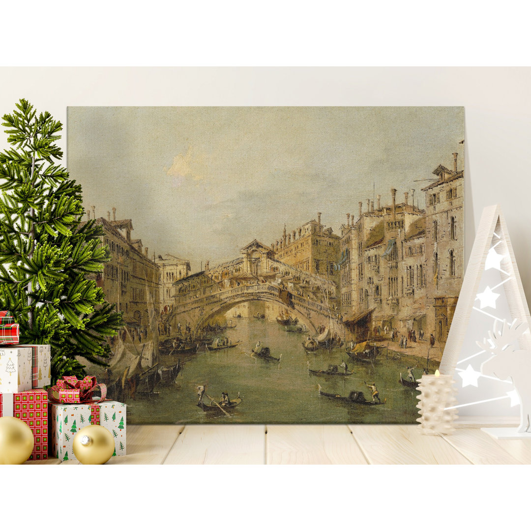 Venice Canal Canvas Wall Art, Rialto Bridge Painting, Gallery Wrapped, Ready to Hang, Archival Print, Italian Landscape, Statement Piece