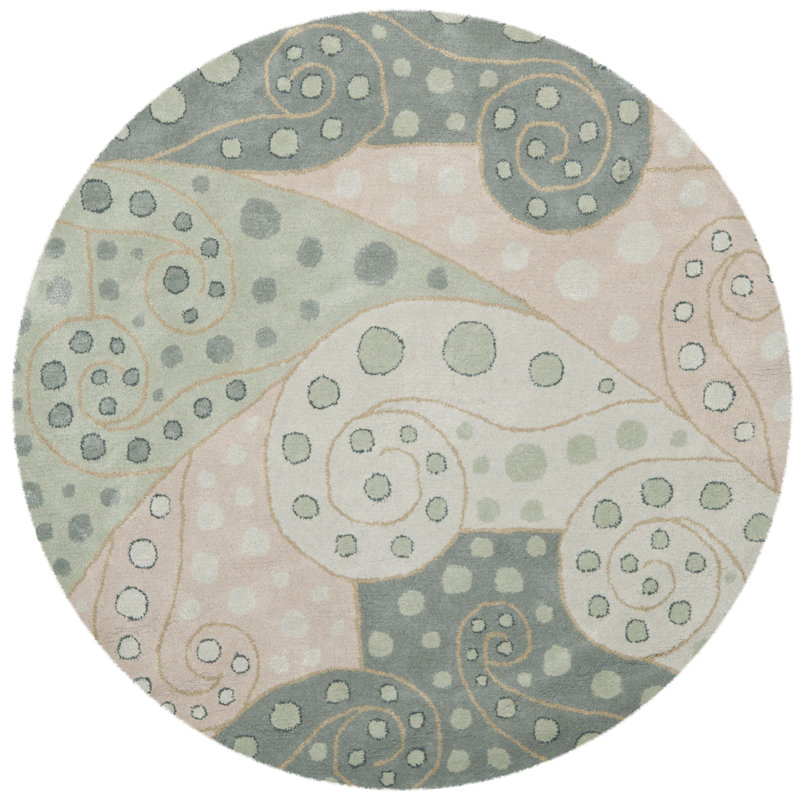 Rudra Hand-Tufted Wool Sage Area Rug, Round 5'