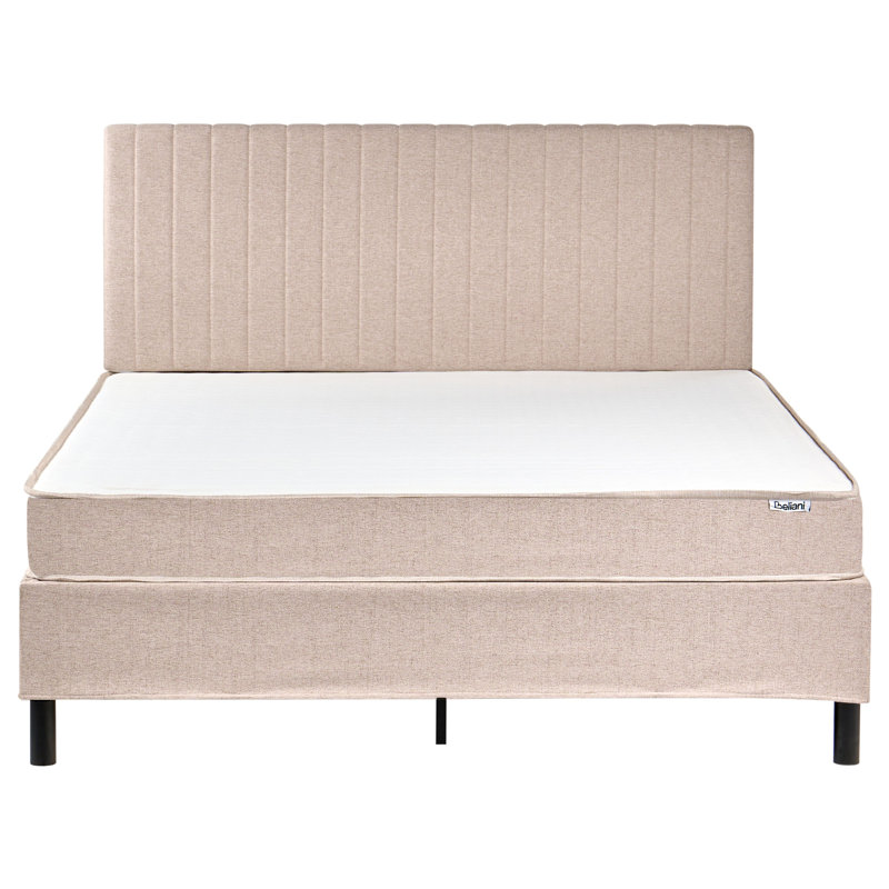 Upholstered Fabric Bed with Mattress, European Kingsize (160 x 200 cm), Beige