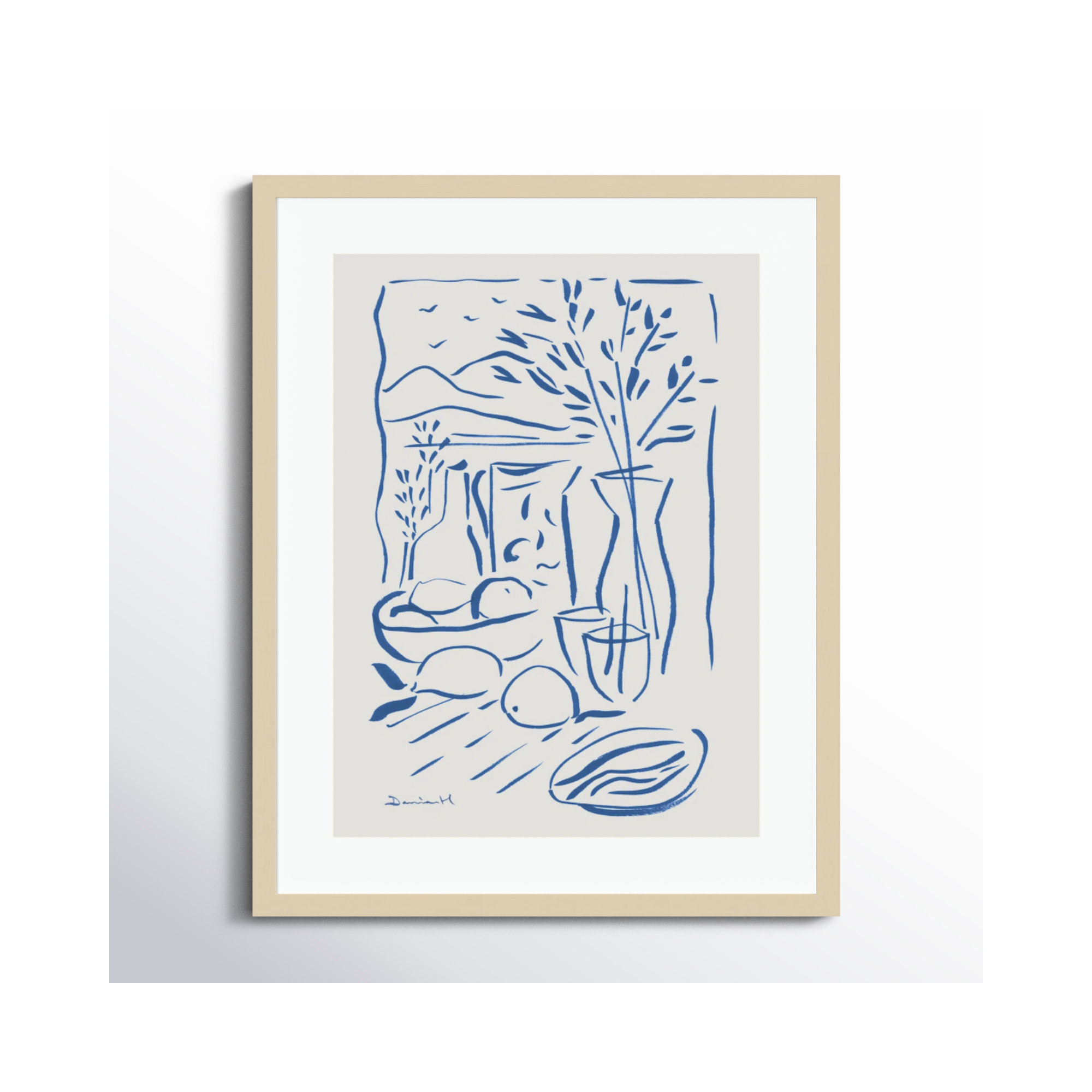 Mediterranean View by Dan Hobday Wood Framed Wall Art Print, Brown Framed, 24" H x 19" W
