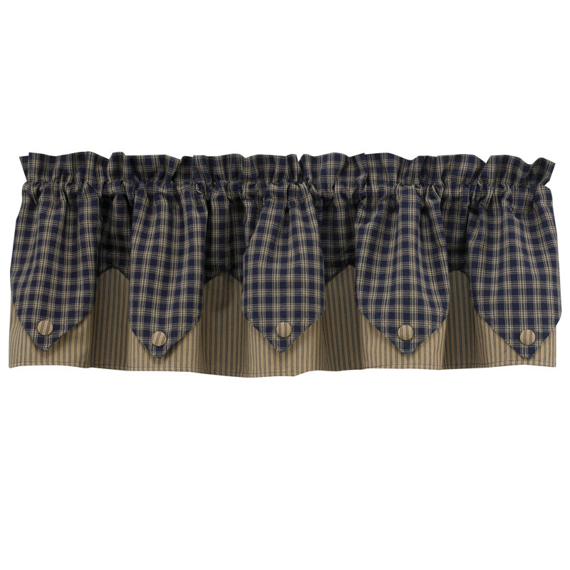 Avriana Cotton Plaid Tailored Window Valance, Blue