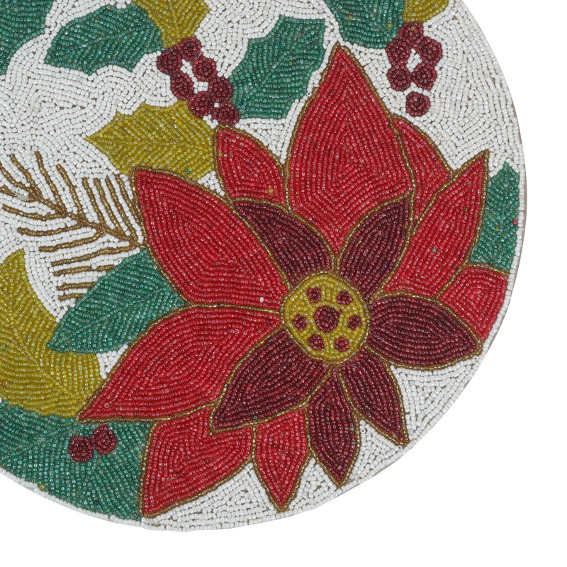 Floral Beaded Round Placemat