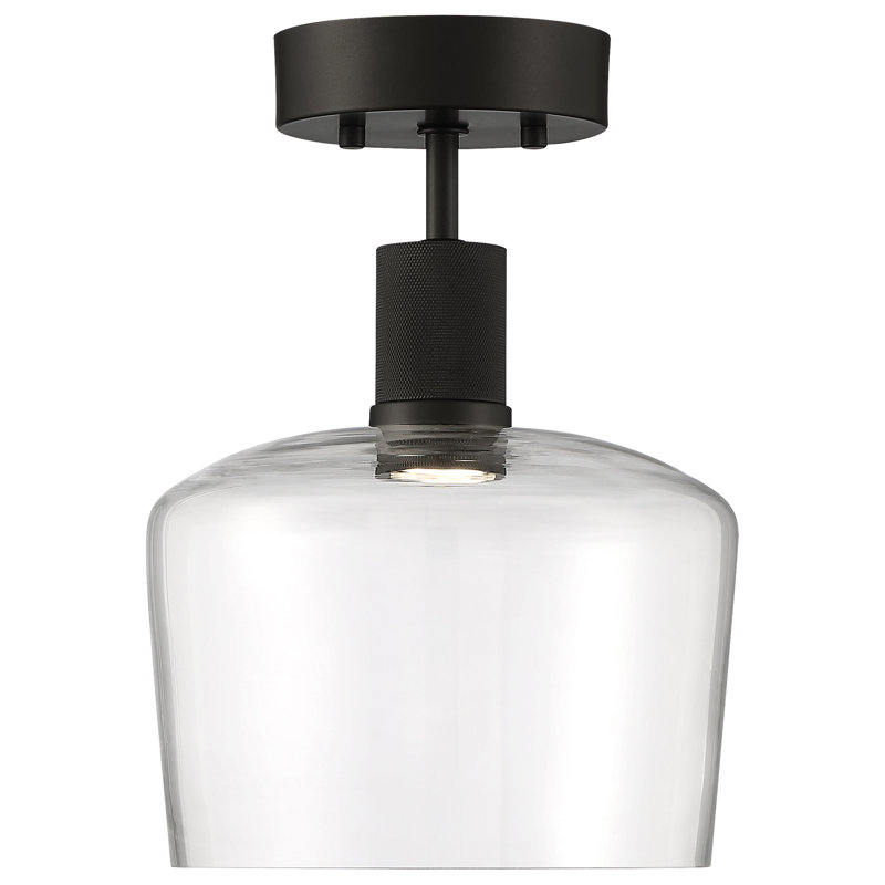 Aarian LED Semi-Flush - Clear Glass - Dedicated LED, Matte Black