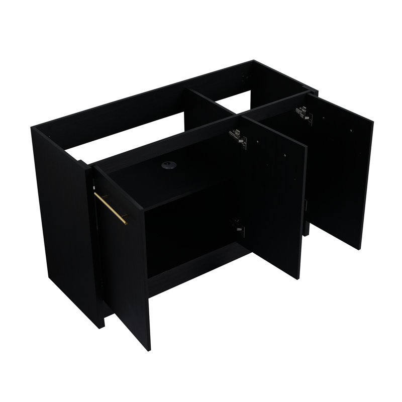 Meuble-lavabo autoportant de 48 po en châtaignier noir - Design moderne avec porte à fermeture en douceur et espace de rangement suffisant pour une baignoire d'apparence abondante