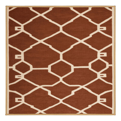 Tapis brun treillis lavable à la machine