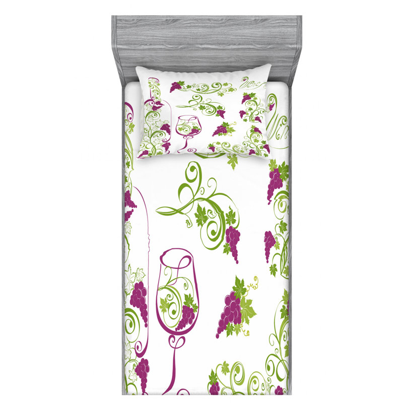 Microfiber Floral Sheet Set, Twin XL Sheet Set with Fitted Sheet