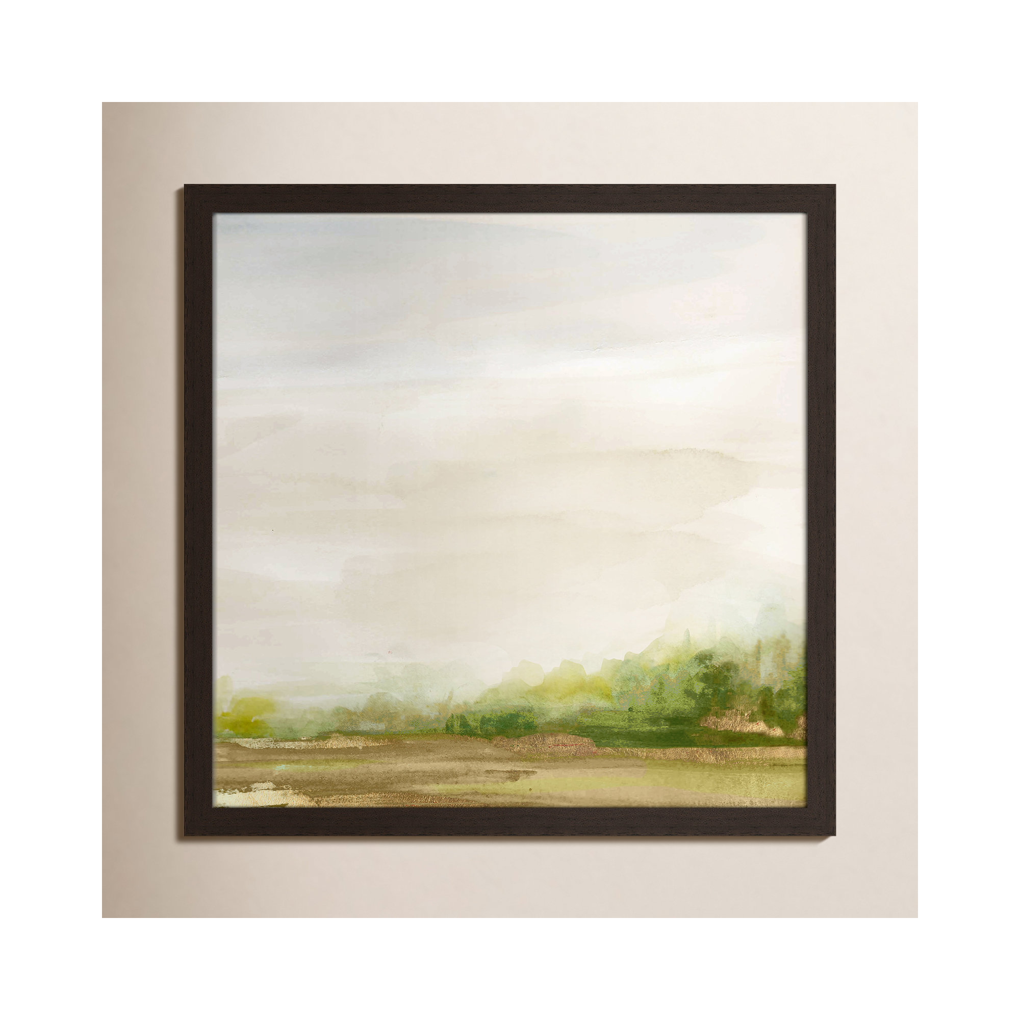 Evening Stroll - Picture Frame Painting, Walnut Framed, 28.5" H x 28.5" W x 1.12" D