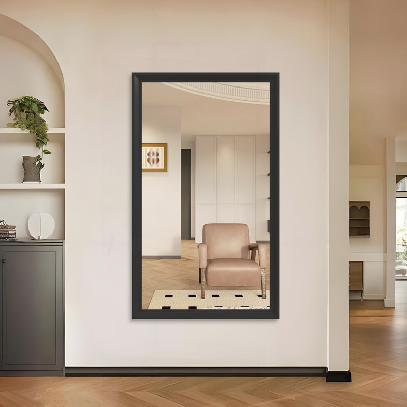 60"X36" Oversized Modern Rectangle Bathroom Mirror, Black, 60" x 36"