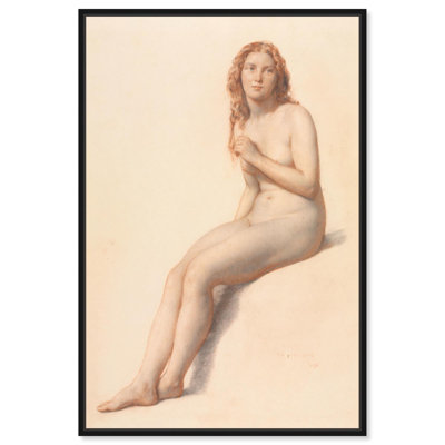 Female Nude Seated Front Canvas Classic Nude Art by Art Remedy