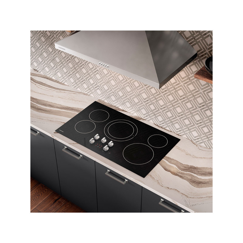 36" Black Ceramic Electric Cooktop with 5 Burners