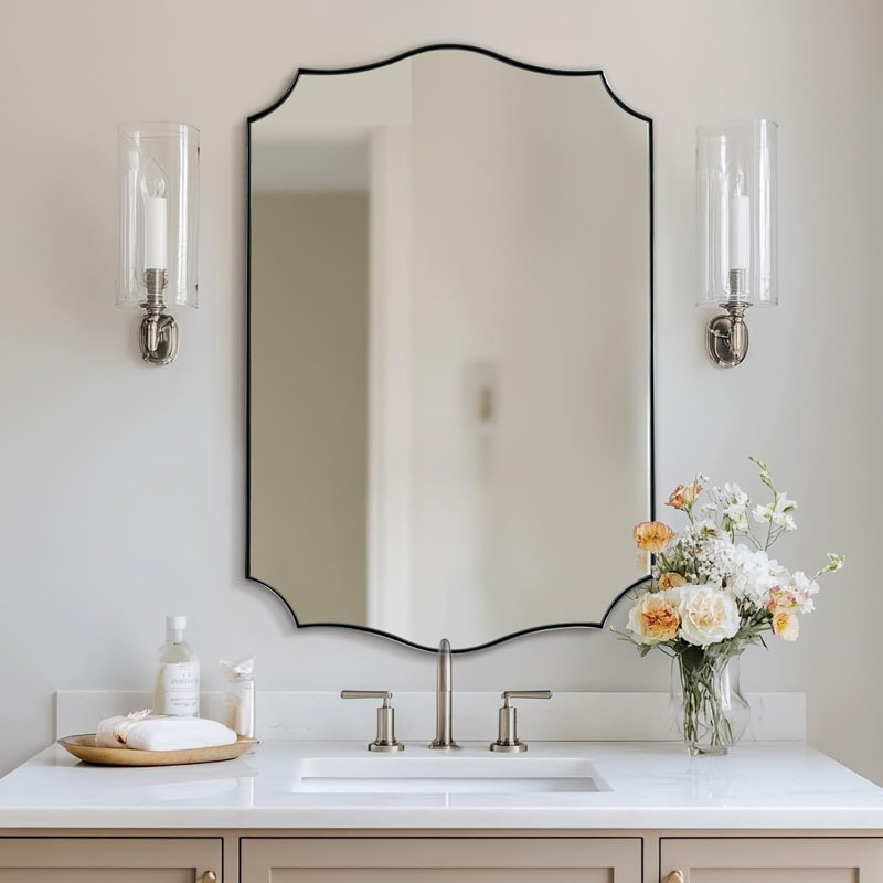 Miroir de salle de bain Anayalee Cadre en acier inoxydable, 36 po x 24 po, Nickel brossé
