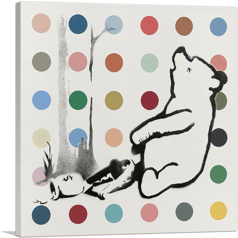 «Winnie Bear Caught in Trap» par Banksy - impression sur toile tendue, H 36 po x l 36 po x P 0,75 po