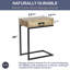 C-Shaped Mango Wood Side Table with Drawer, Metal Base, Rustic Accent Table, 24" Tall, Assembled