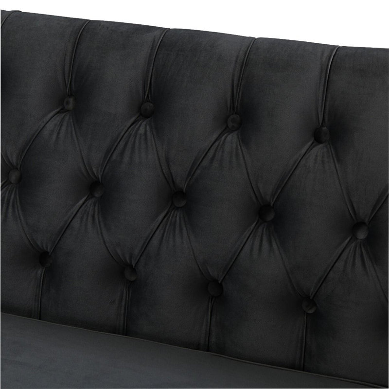 Melanie 4 Seater Velvet Corner Sofa , Left Hand Facing, Black