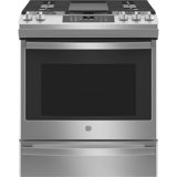 Ge 30" Slide-in Convection Gas Range With No Preheat Air Fry Slate - Jcgs760epes