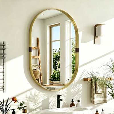 HOMCOM Oval Wall Mirror Elevated Aluminium Alloy Frame