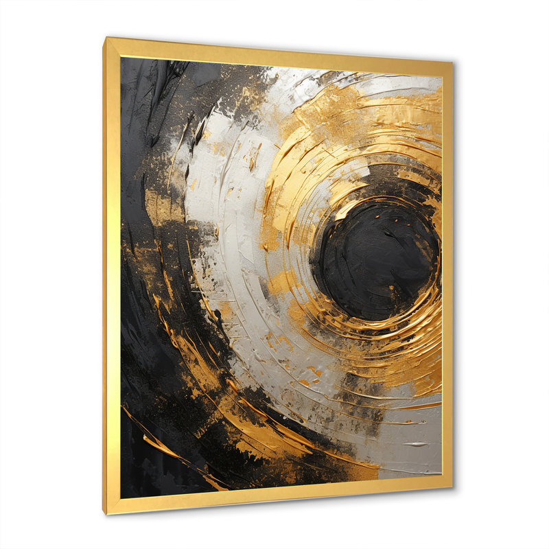 Spirales célestes contrastantes sur toile, Cadre flottant doré, H 40 po x l 30 po x P 1,5 po