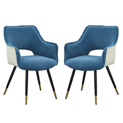 2 Blue Accent Chairs For Living Room With Two-Tone Seat And Iron Legs - 23.2X23.2X33.9 Of Kitchen Bedroom Chairs, 23.2X23.2X33.9, Velvet Fabric, 27.7Lb Product Weight 28.3In Package Depth