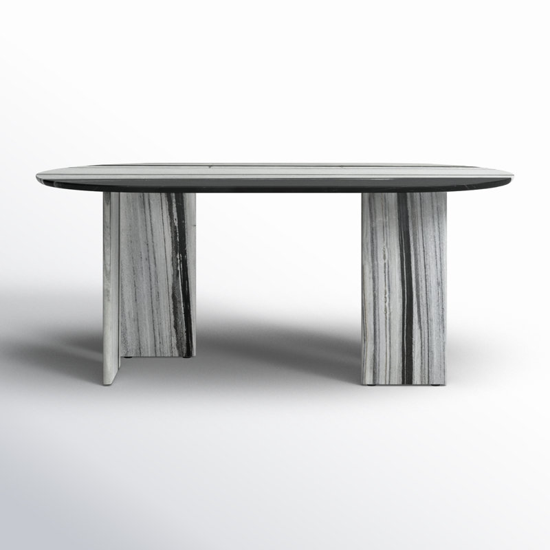 Arian 72'' Oval Marble Dining Table, Panda