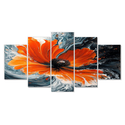 Oliviana - Poppy Wall Art For Living Room 5 Piece